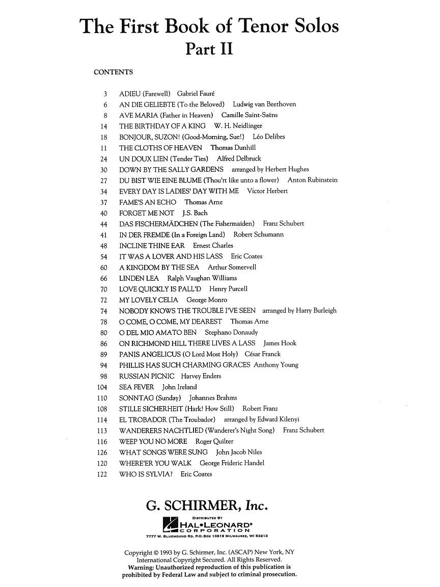First Book of Tenor Solos, The - Part II