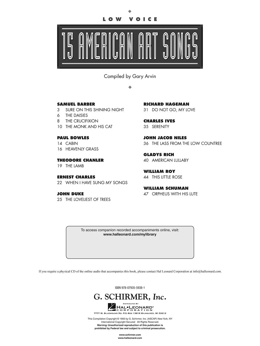 Fifteen American Art Songs