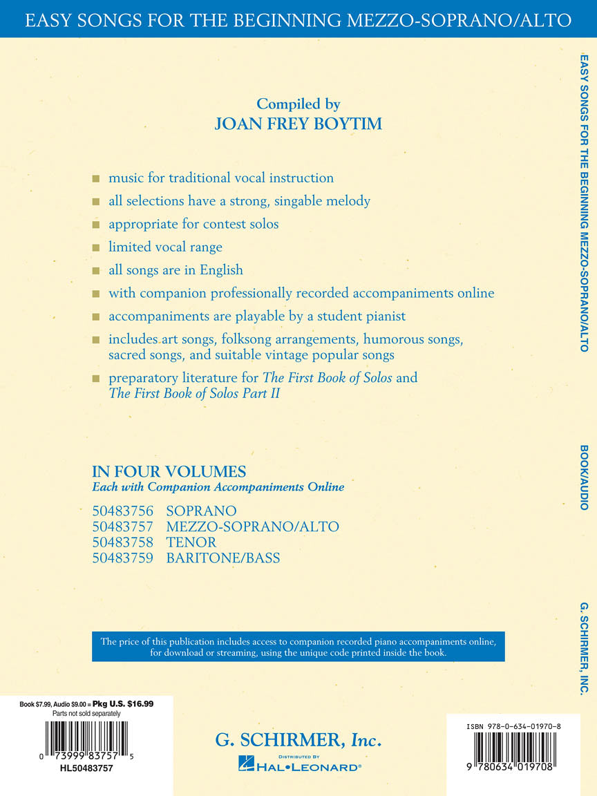 Easy Songs for Beginning Singers - Mezzo-Soprano/Alto