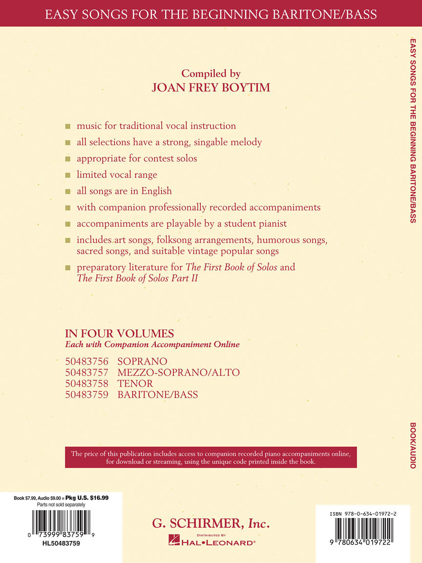 Easy Songs for Beginning Singers - Baritone/Bass