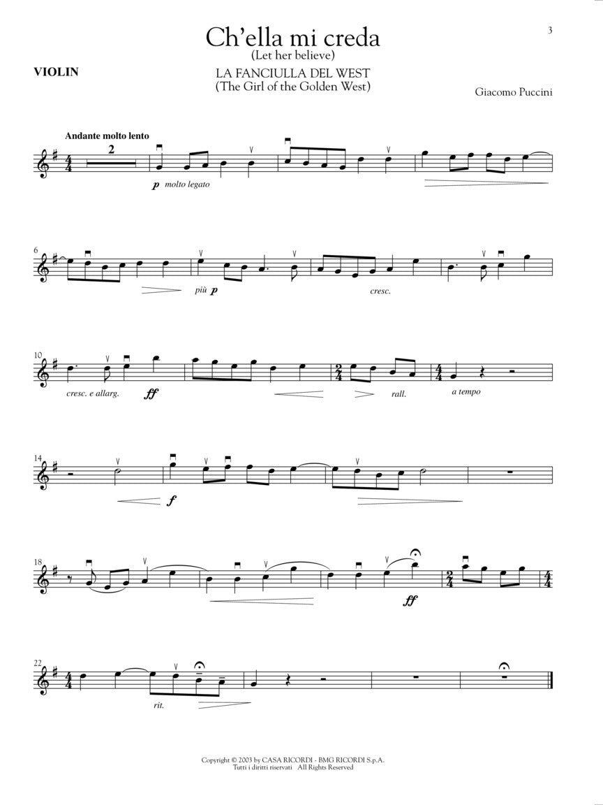 Play Puccini 10 Arias Transcribed for Violin & Piano