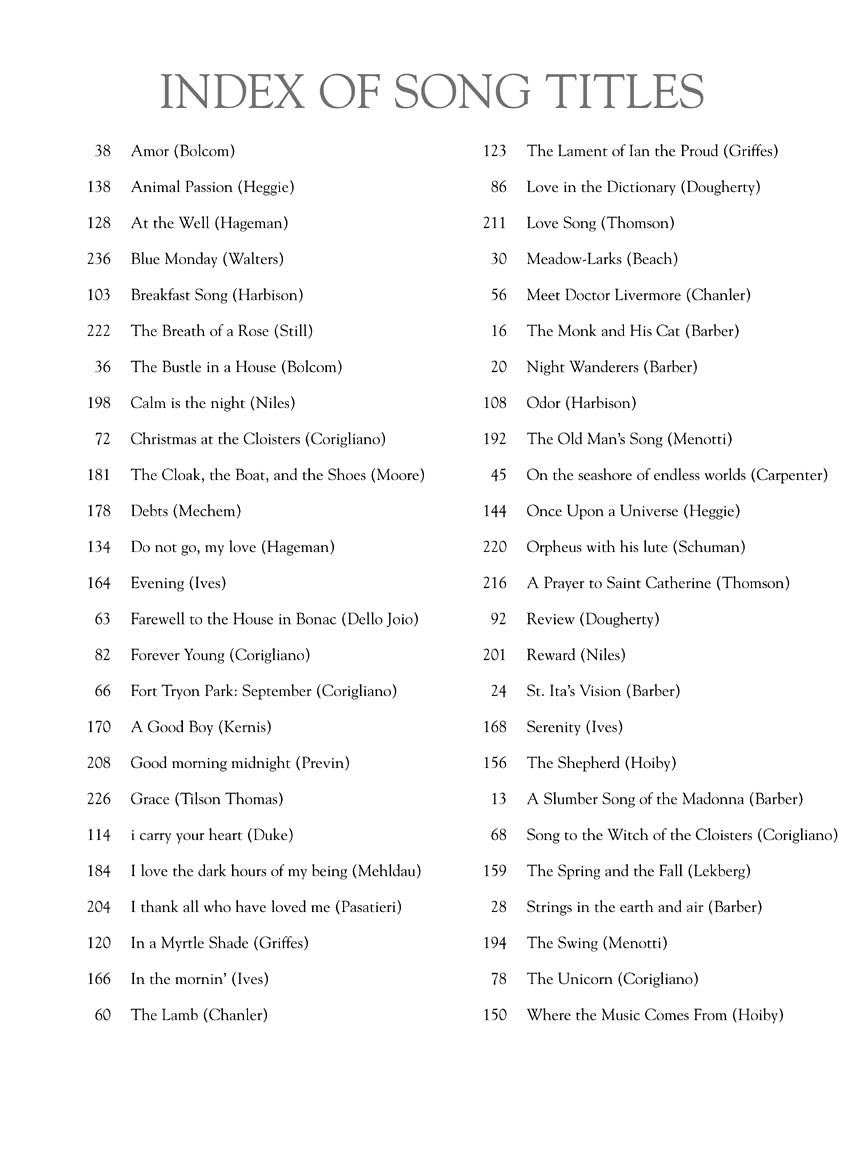 G. Schirmer Collection of American Art Song High Voice