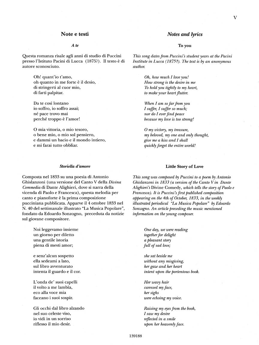 Puccini Vocal Chamber Compositions