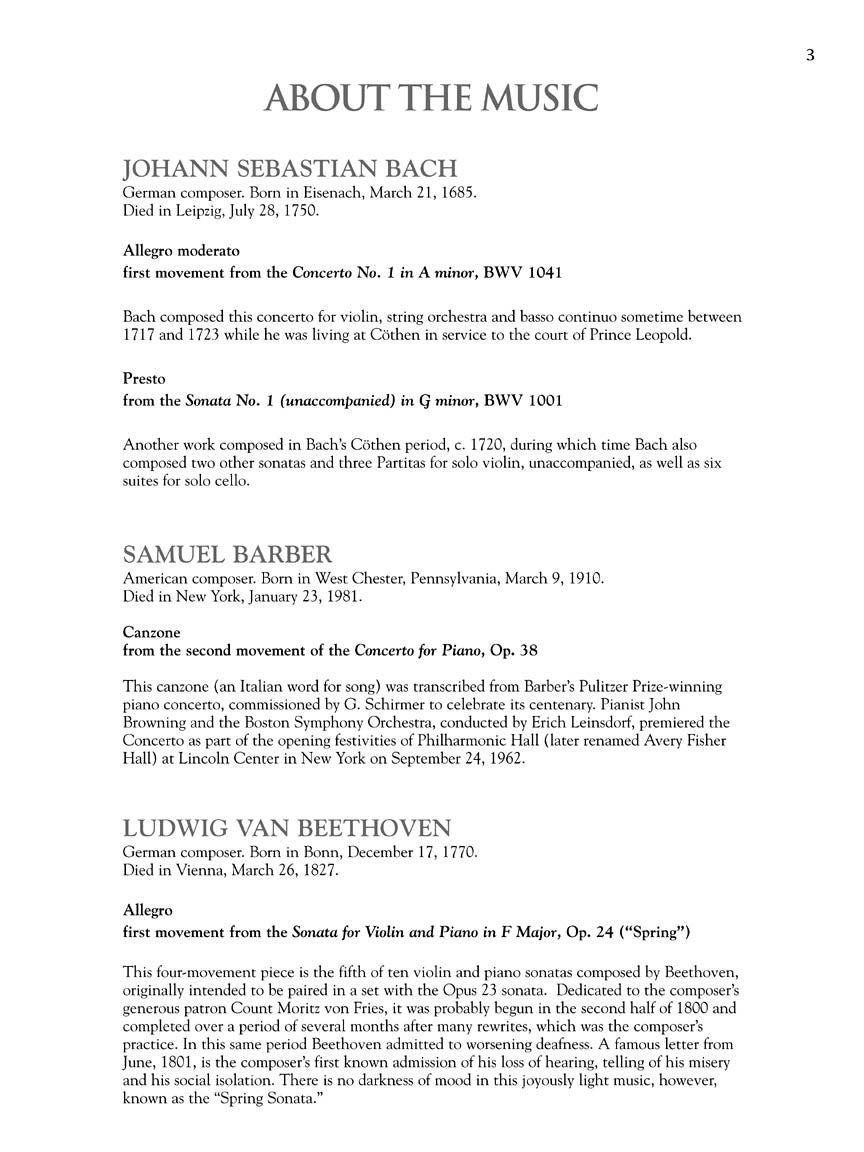 Violin Collection - Intermediate to Advanced Level