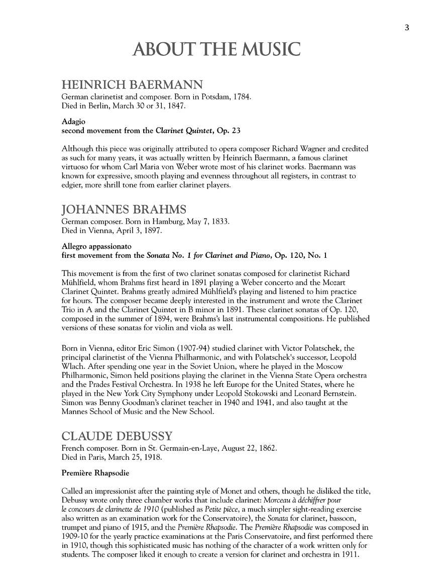 Clarinet Collection Intermediate to Advanced Level