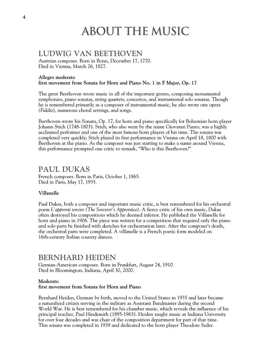 Horn Collection - Intermediate to Advanced Level