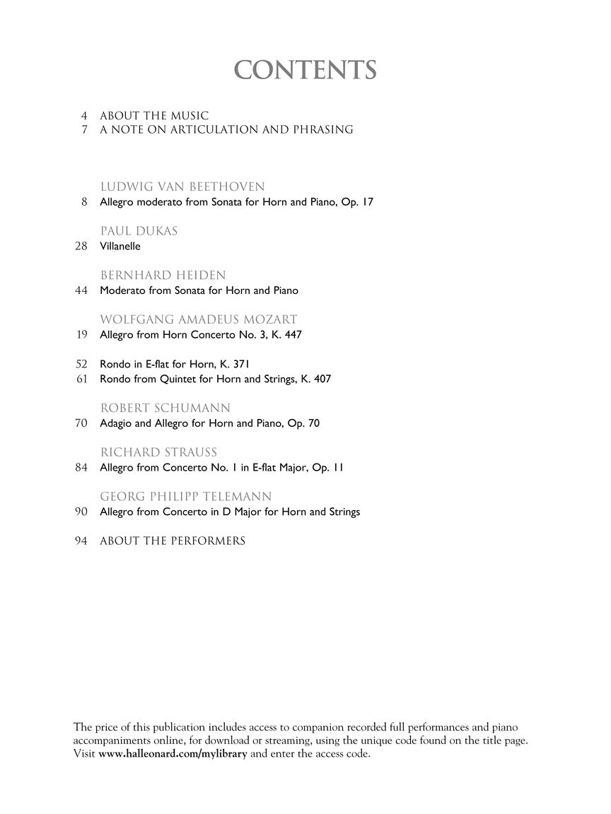 Horn Collection - Intermediate to Advanced Level