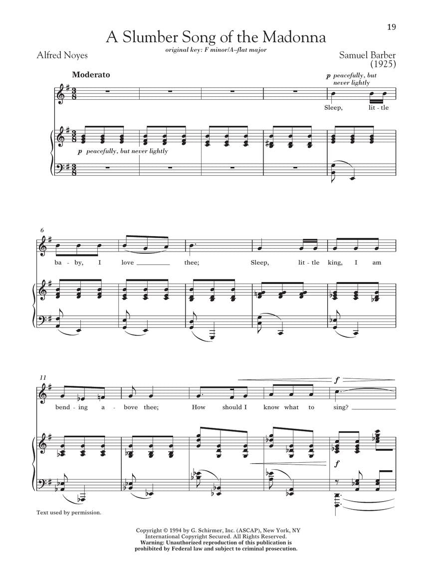 Barber: 10 Selected Songs Low Voice