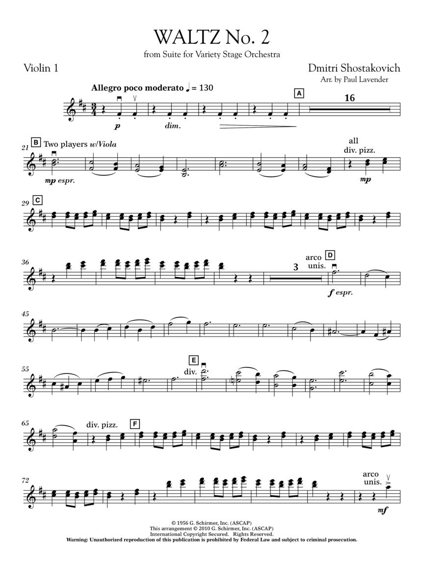 Shostakovich Waltz No. 2 (from Suite for Variety Stage Orchestra)