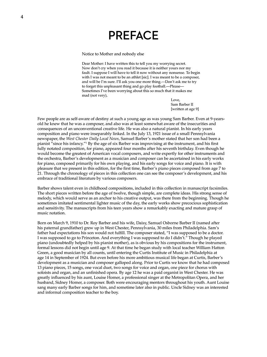 Barber: Early Piano Works