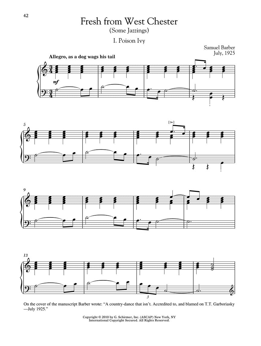 Barber: Early Piano Works