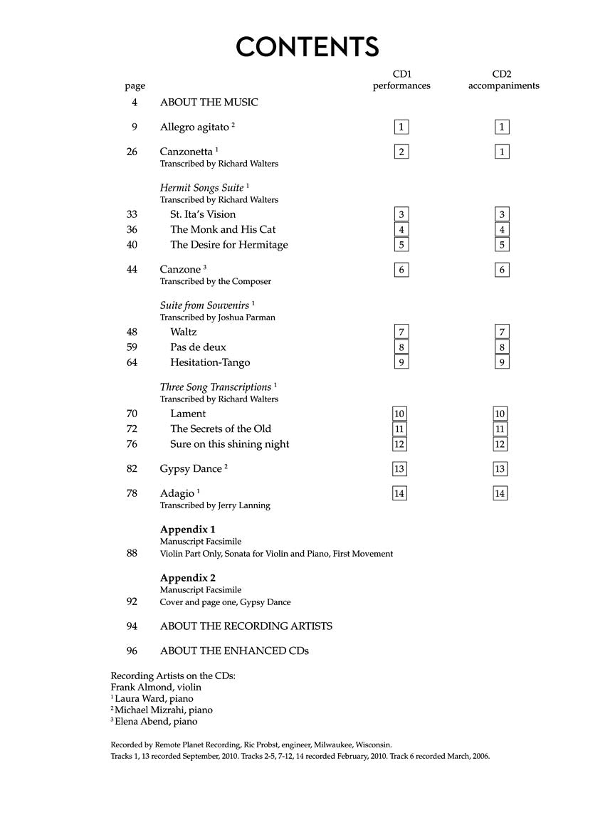 Barber Music for Violin and Piano