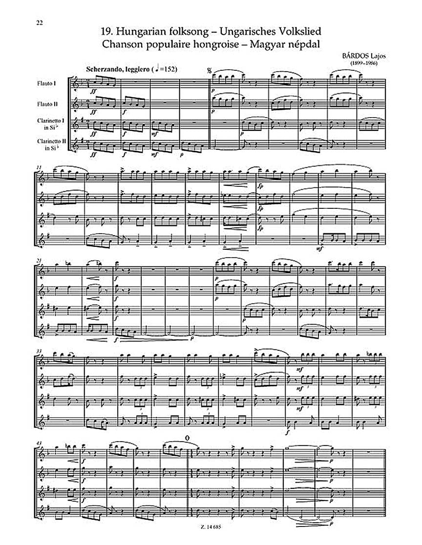 Quartets for Woodwinds (Score and Parts)