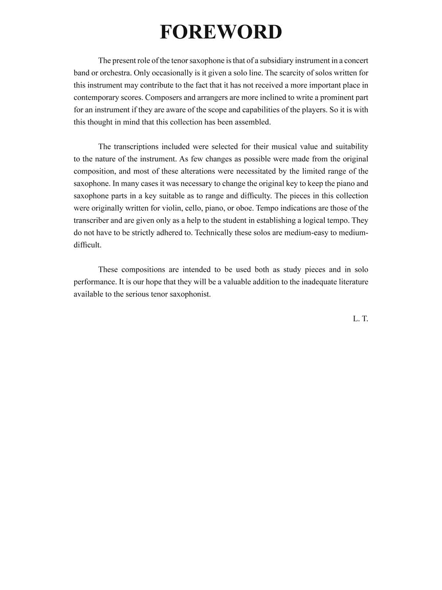 Solos for the Tenor Saxophone Player