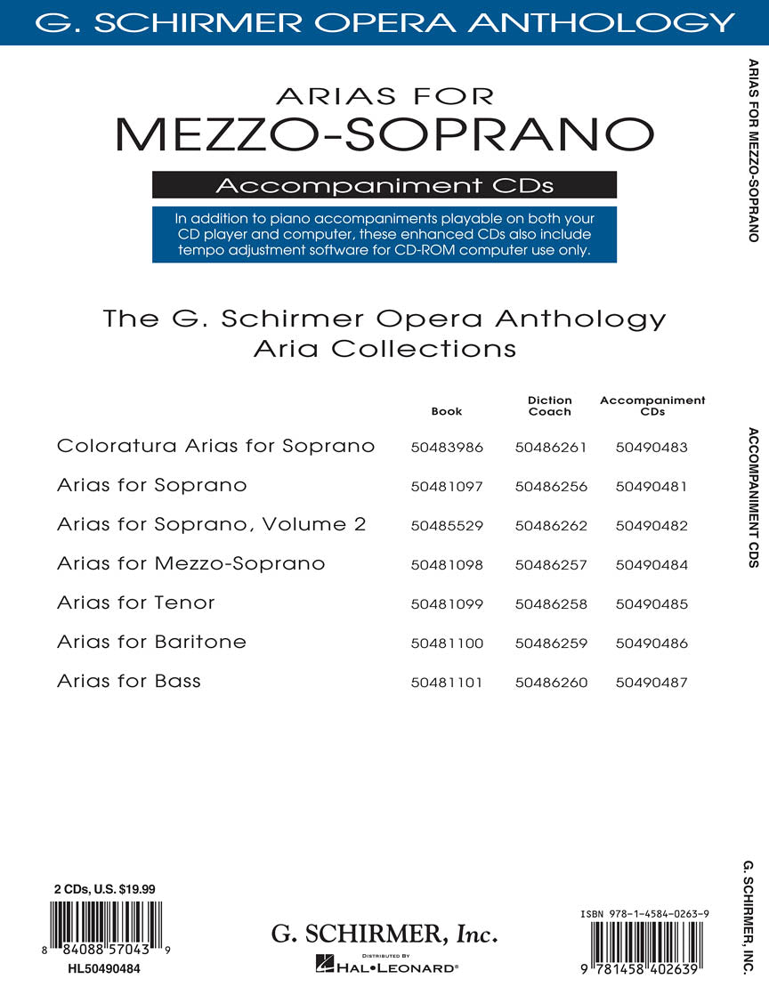 Arias for Mezzo-Soprano - G. Schirmer Opera Anthology Accompaniment CD