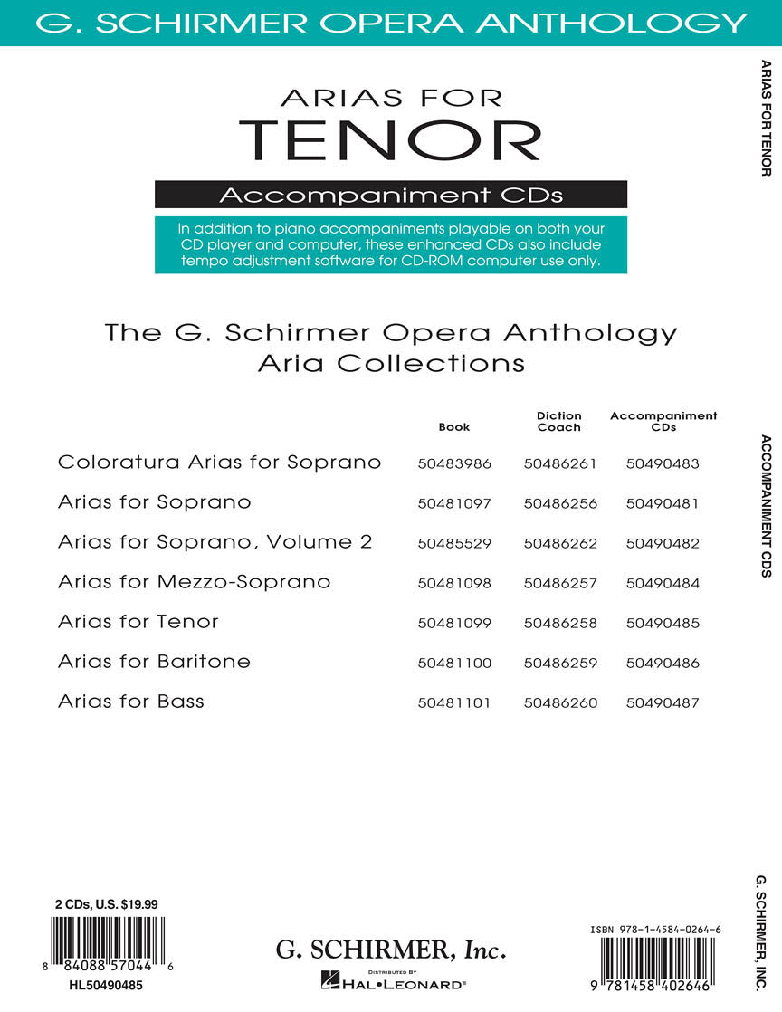 Arias for Tenor - G. Schirmer Opera Anthology Accompaniment CDs