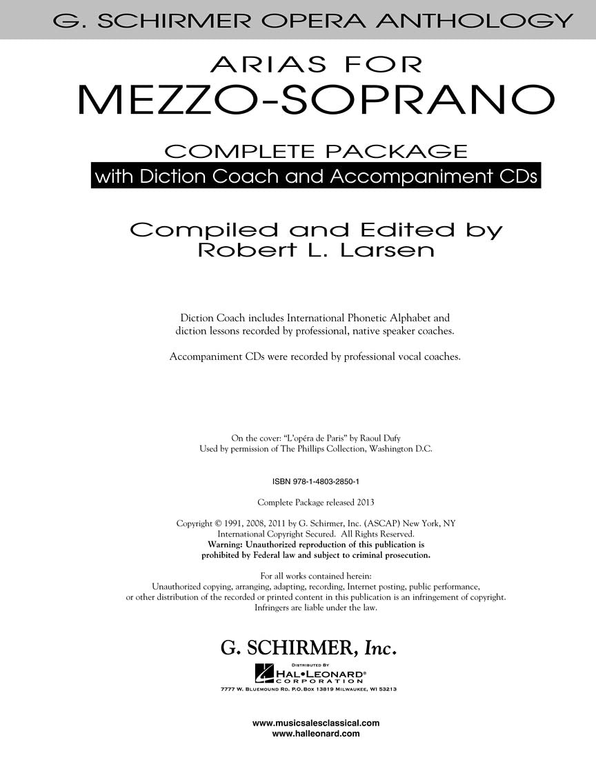 Arias for Mezzo-Soprano (Complete Package)
