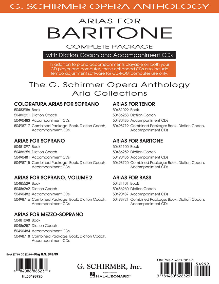 Arias For Baritone - Complete Package: Book/diction Coach/Accompaniment CDs