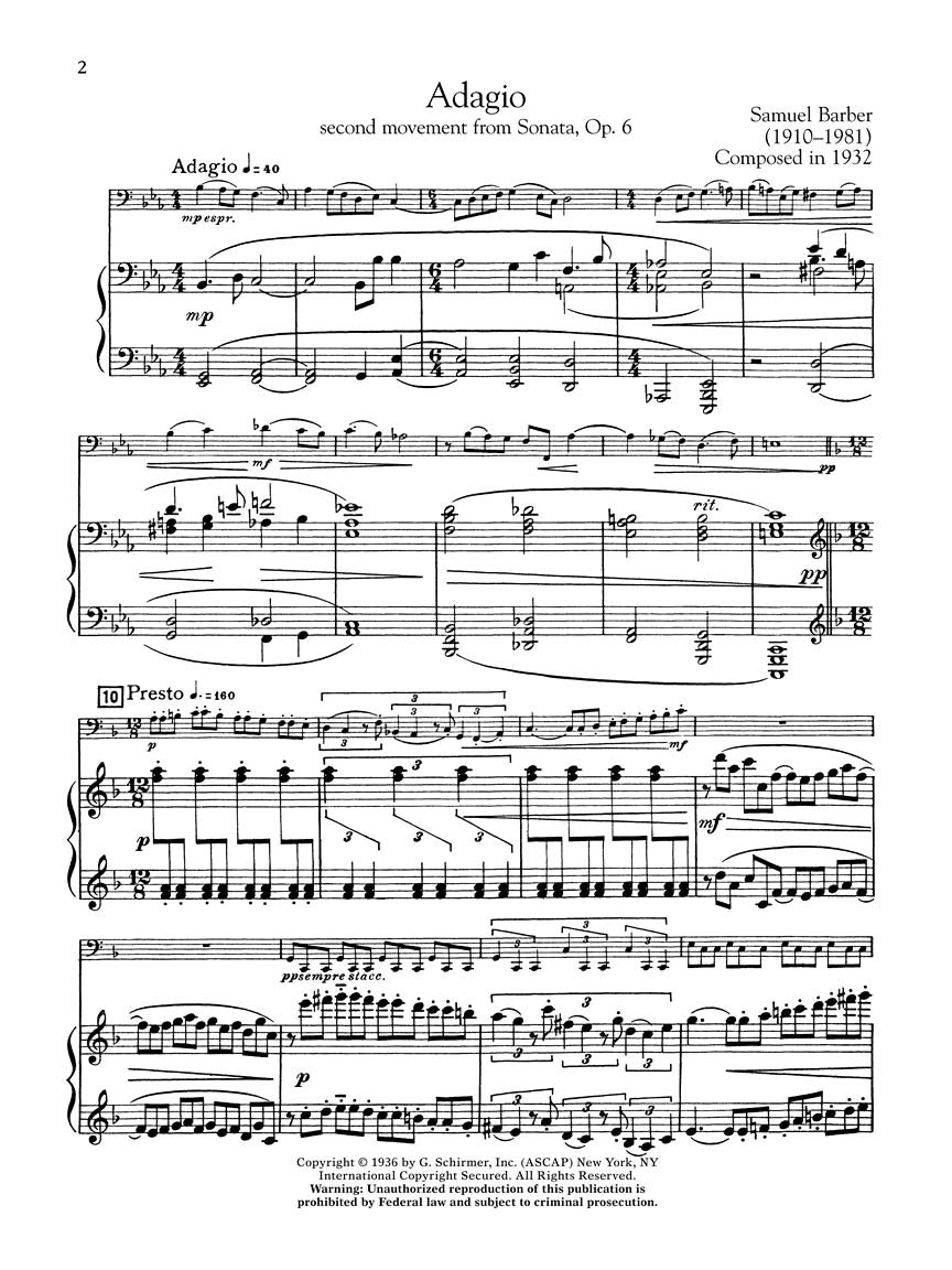 G. Schirmer Cello Anthology