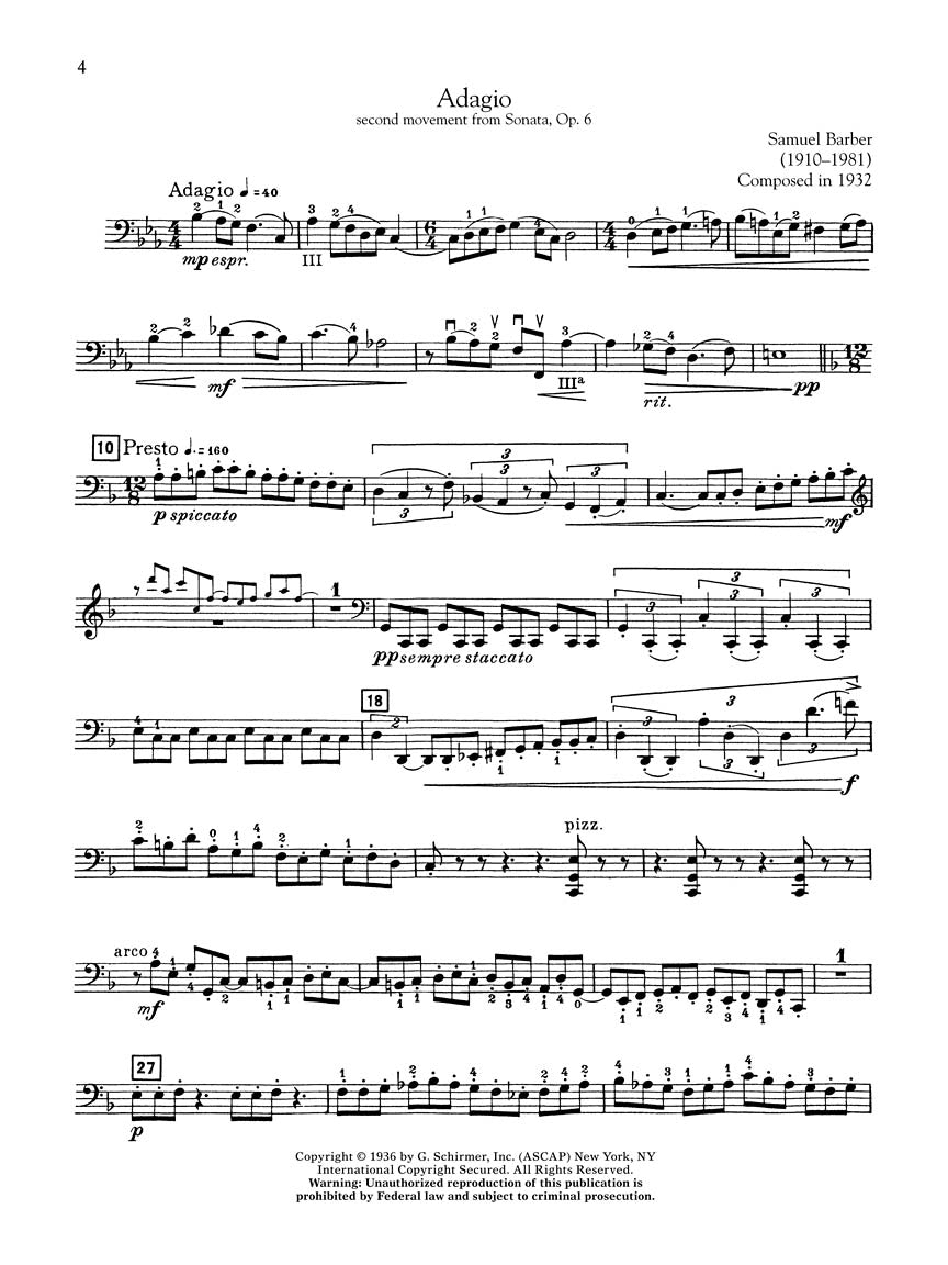 G. Schirmer Cello Anthology