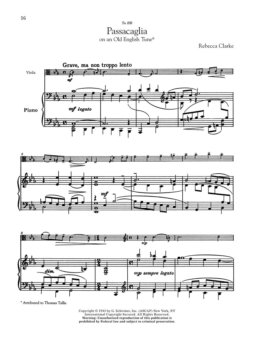 G. Schirmer Viola Anthology - Viola and Piano