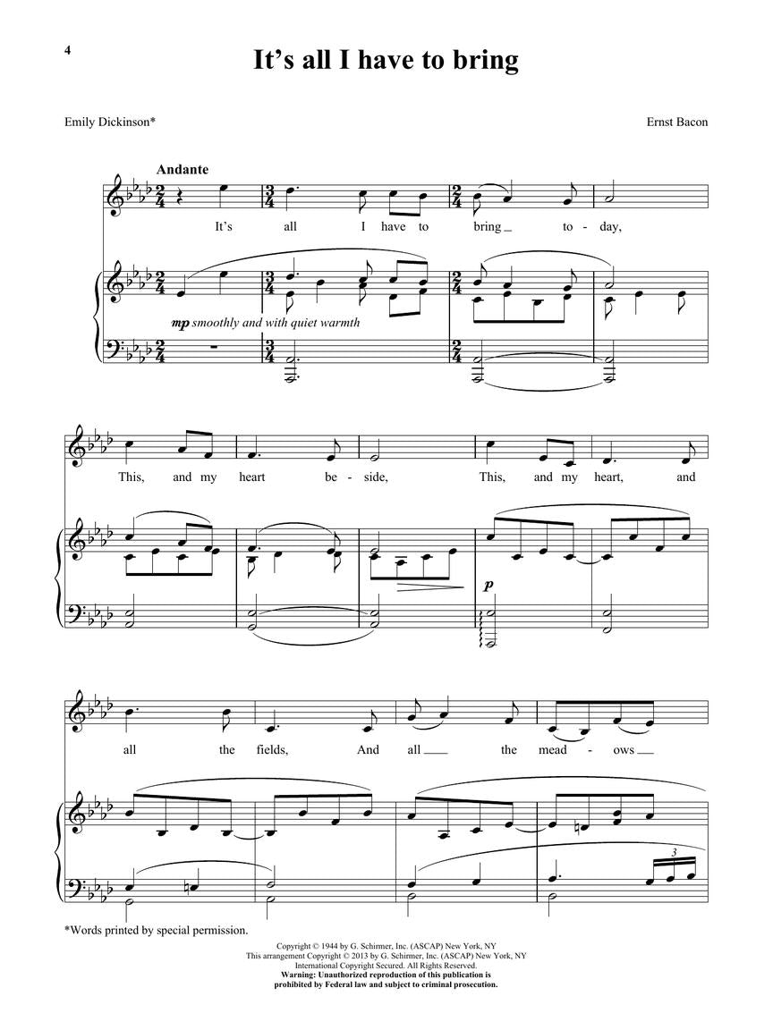 28 American Art Songs - Low Voice And Piano