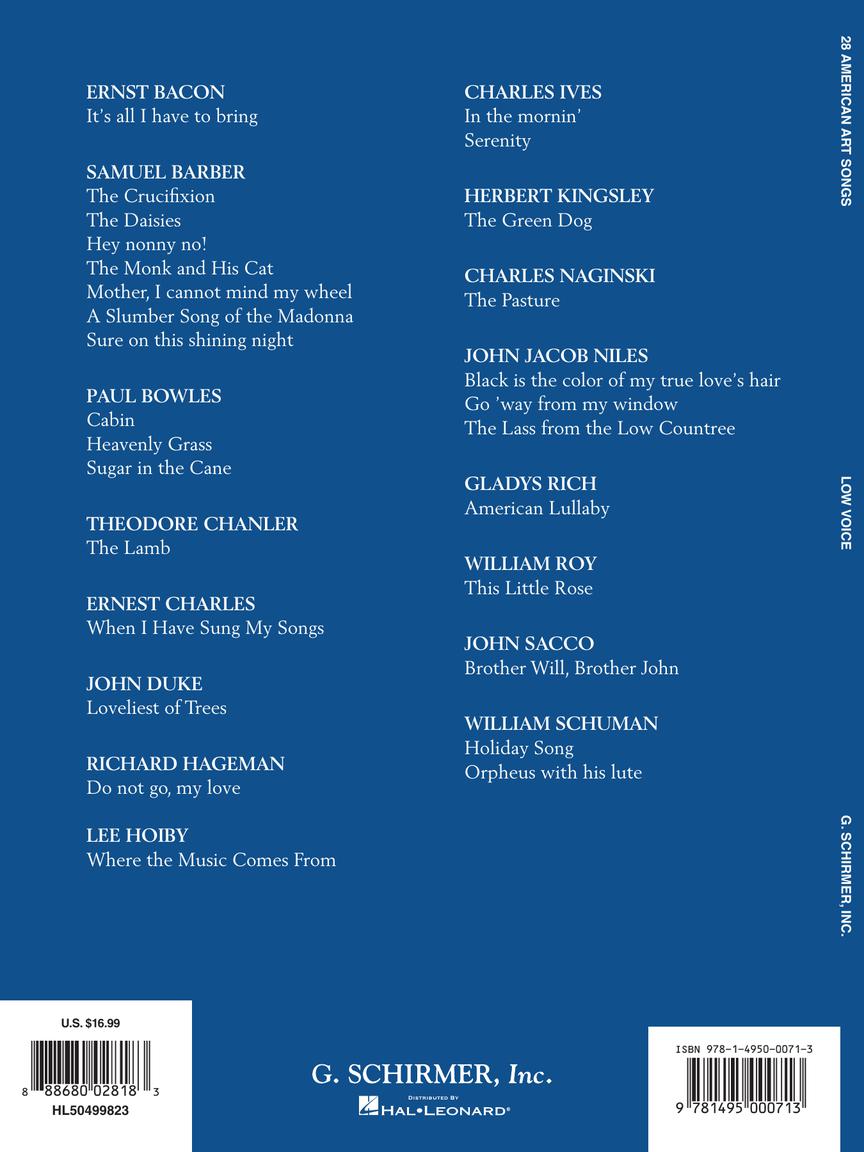 28 American Art Songs - Low Voice And Piano