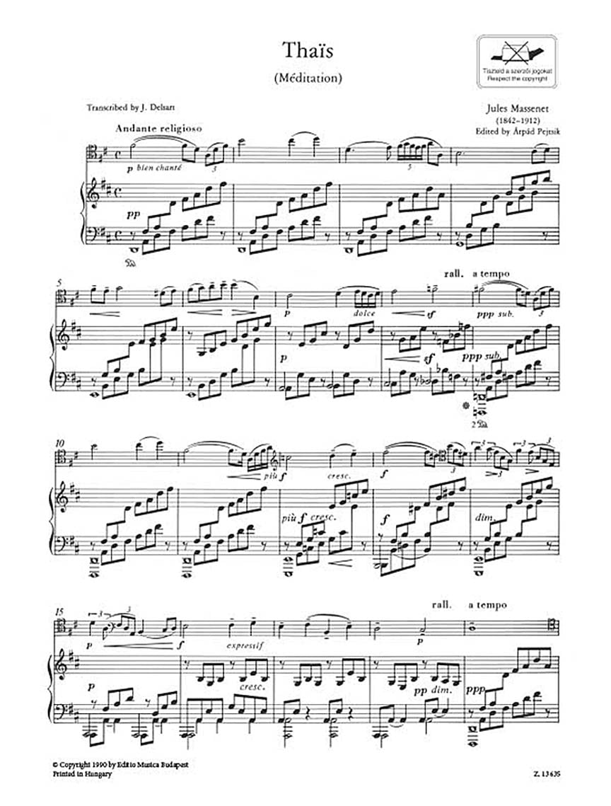 Massenet Meditation (Thaïs) Cello and Piano