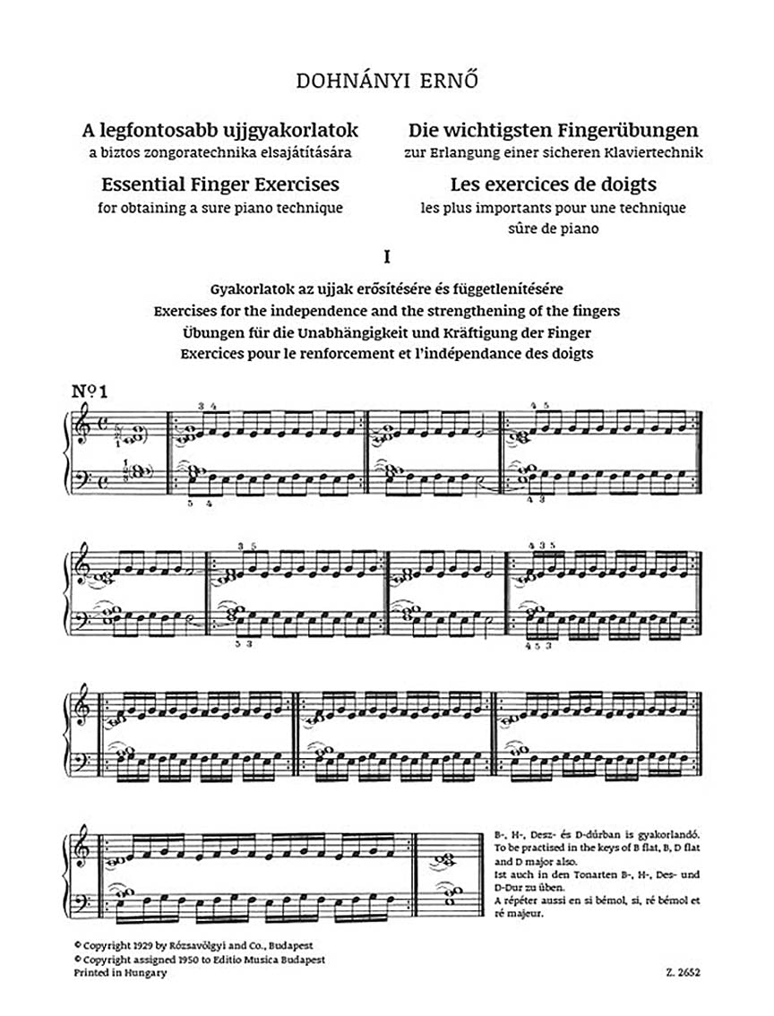 Dohnányi Essential Finger Exercises Piano