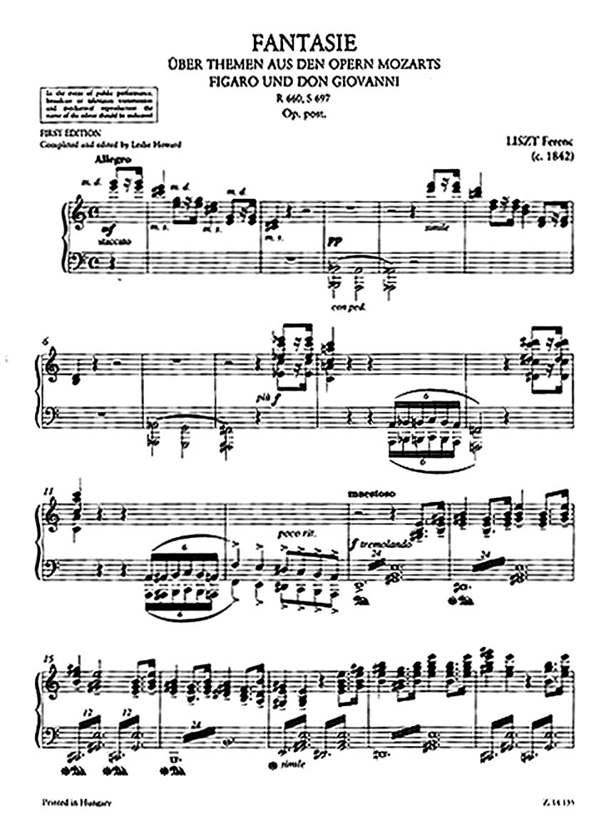 Liszt Fantasy on Themes from Figero and Don Giovanni by Mozart