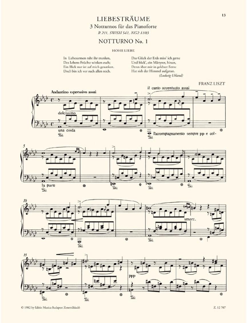 Liszt: Liebestraum (3 Nocturnes) Solo Piano