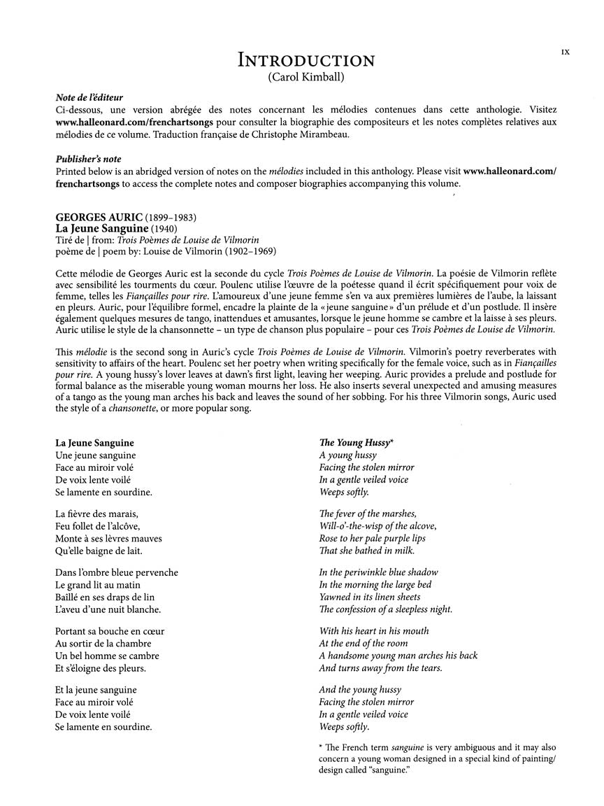 20th Century French Art Songs Medium/Low Voice