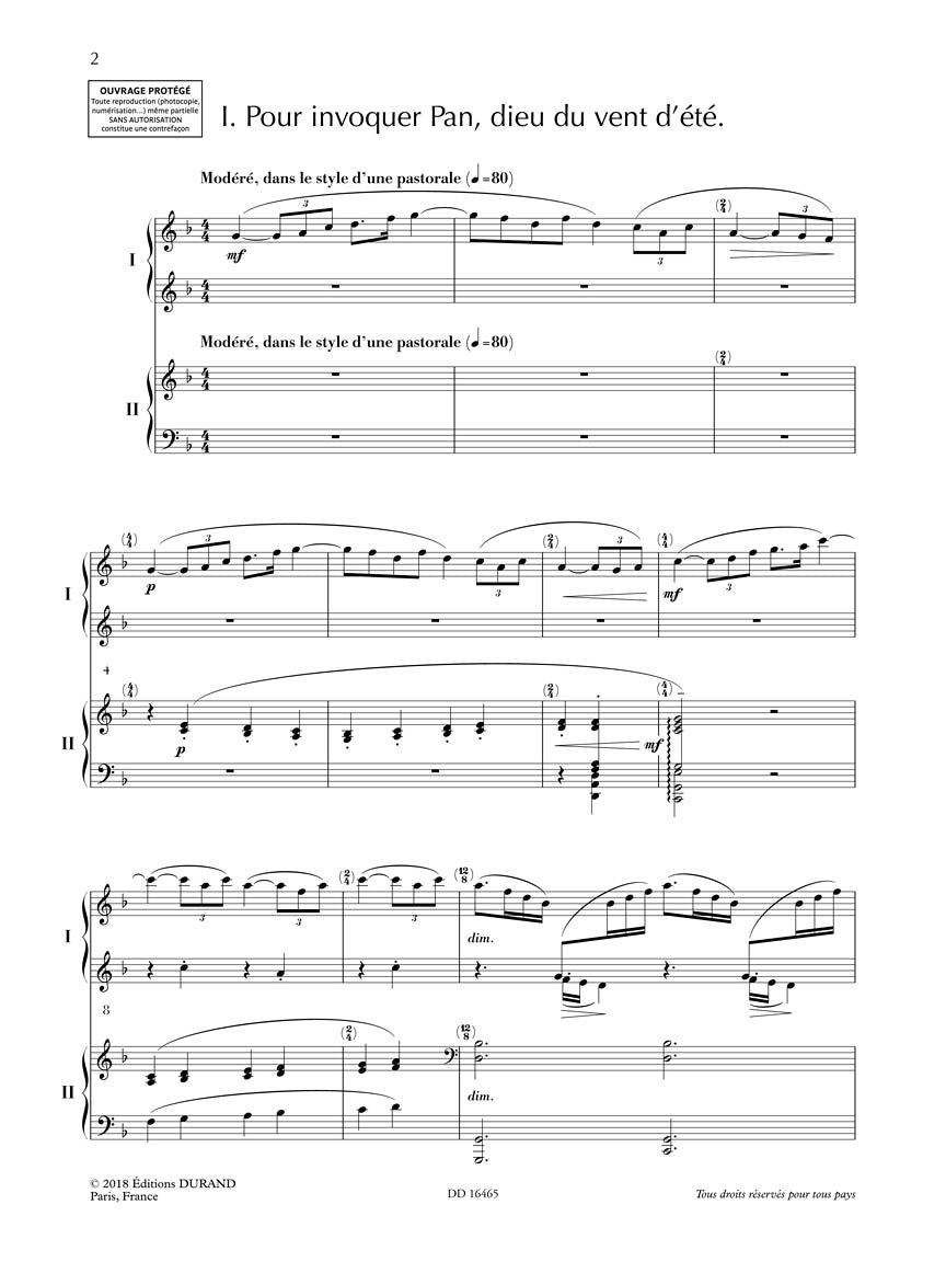 Debussy Six Epigraphes Antiques for Piano Four-Hand from the Complete Edition