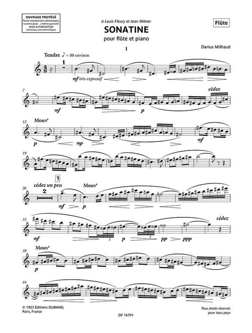 Milhaud Sonatine for Flute & Piano
