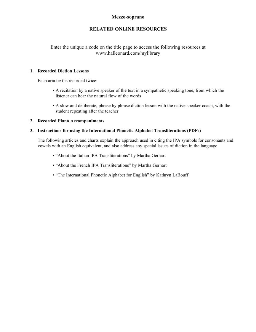 Mezzo-Soprano Selected Opera Arias