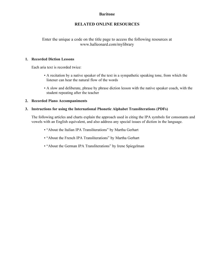 Baritone Selected Opera Arias