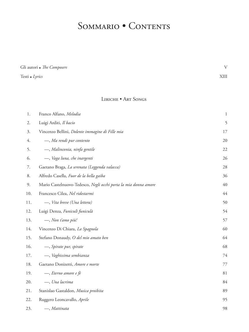 Italian Art Songs - Medium/low Voice - Songs From The 19th And 20th Centuries