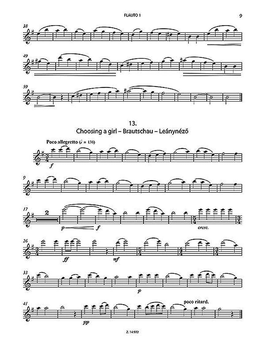 Bartok Trios for Flutes - Score and Parts