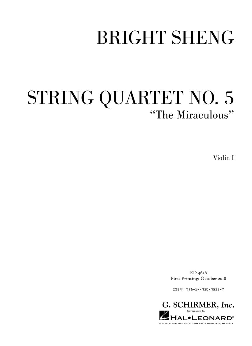 String Quartet No. 5 The Miraculous - Score and Parts