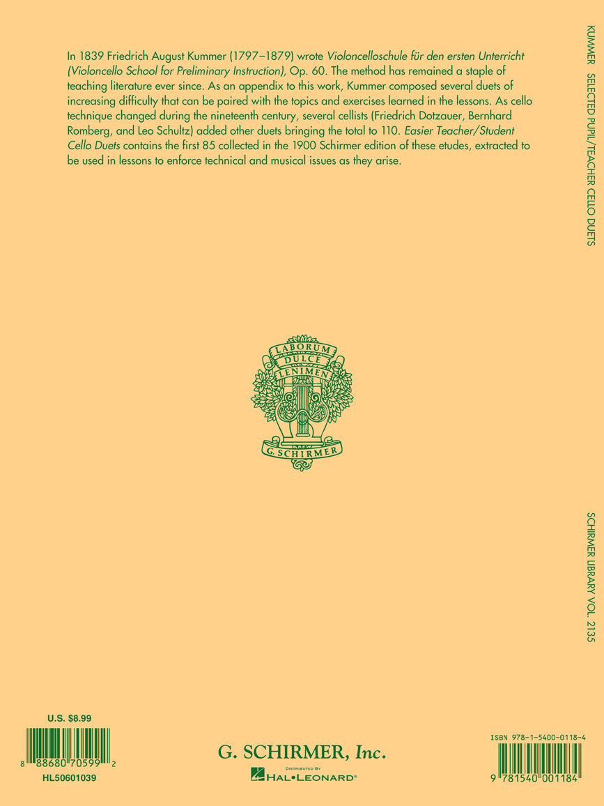 Kummer Selected Pupil/Teacher Cello Duets