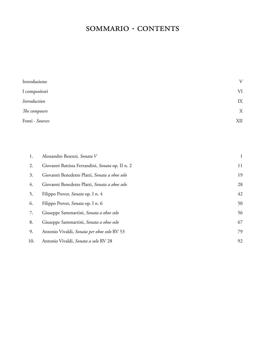 10 Italian Sonatas for Oboe and Continuo