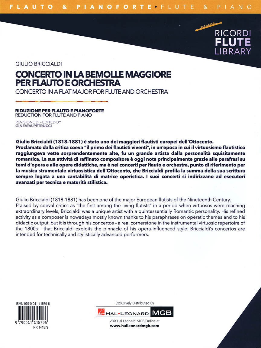 Briccialdi Concerto in A Flat Major Flute and Piano Reduction (From Orchestra)