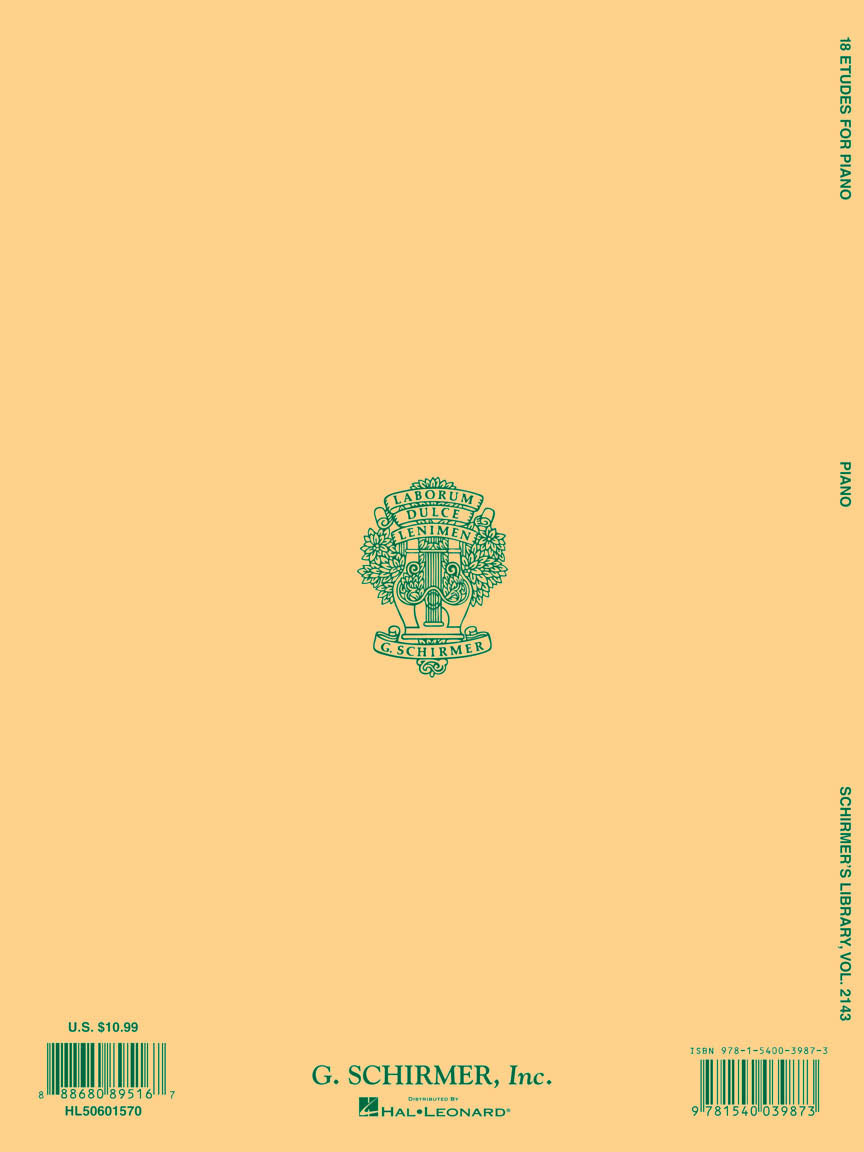 18 Etudes for Piano - Schirmer's Library of Musical Classics Vol. 2143