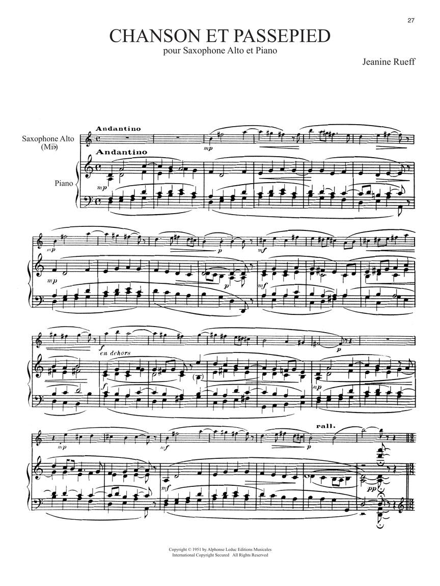 Eight Saxophone Pieces By French Composers - Alto Saxophone And Piano