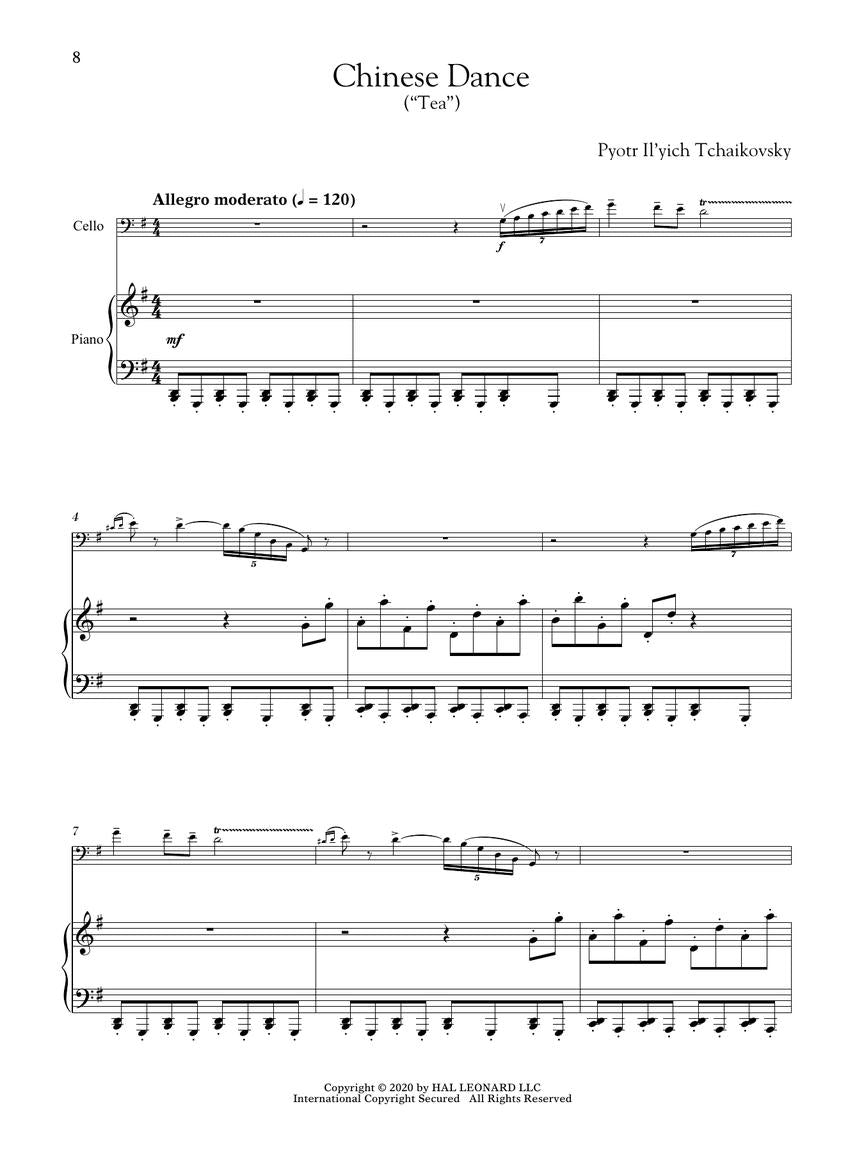 Tchaikovsky The Nutcracker for Classical Players Cello with Piano Reduction