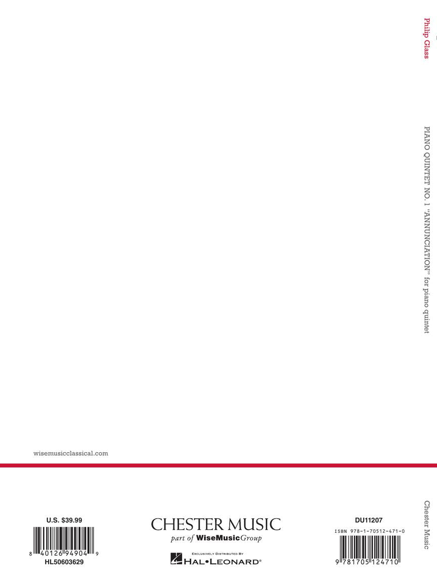 Glass Piano Quintet No. 1 “Annunciation” for Piano Quintet