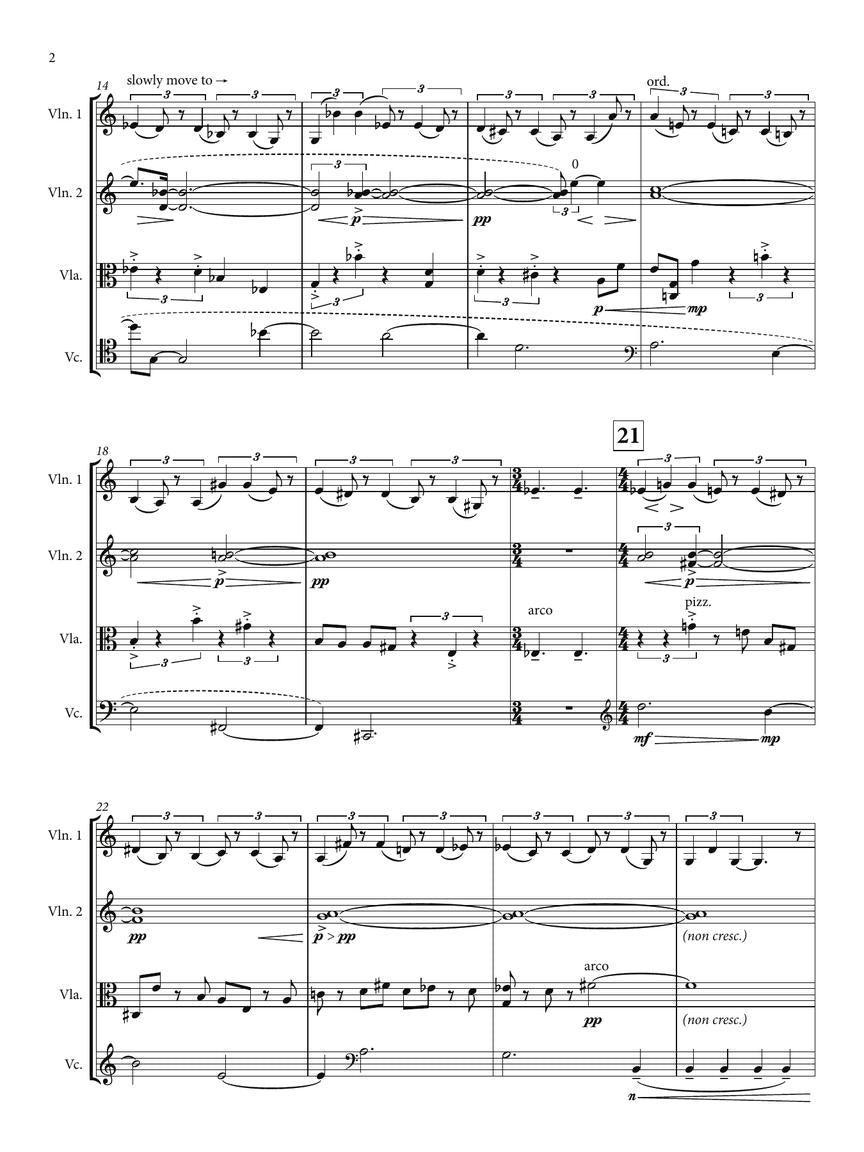 Muhly Short Variation on Mulier, ecce filius tuus for String Quartet