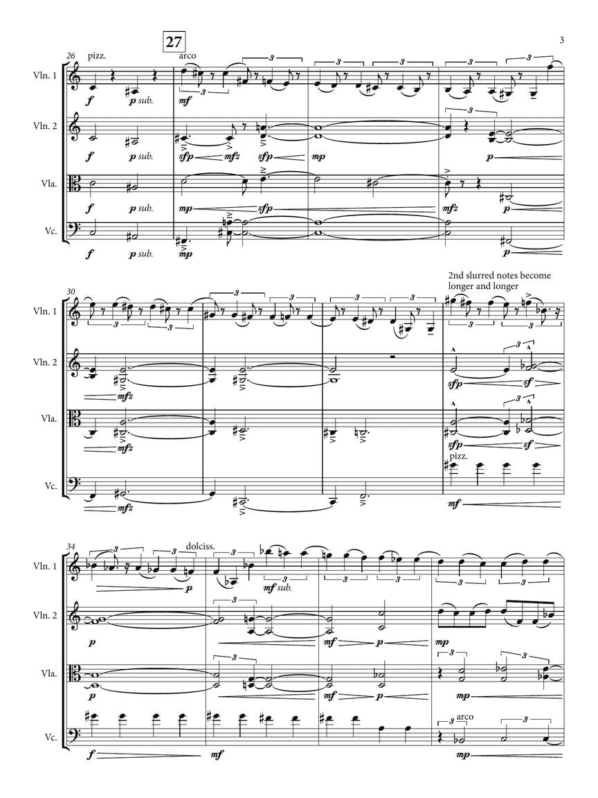 Muhly Short Variation on Mulier, ecce filius tuus for String Quartet