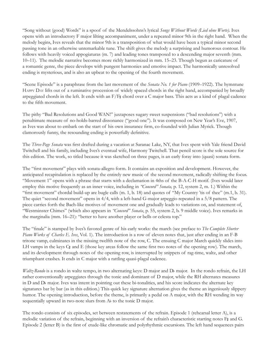 Ives Piano Pieces: Shorter Works for Piano – Volume 3