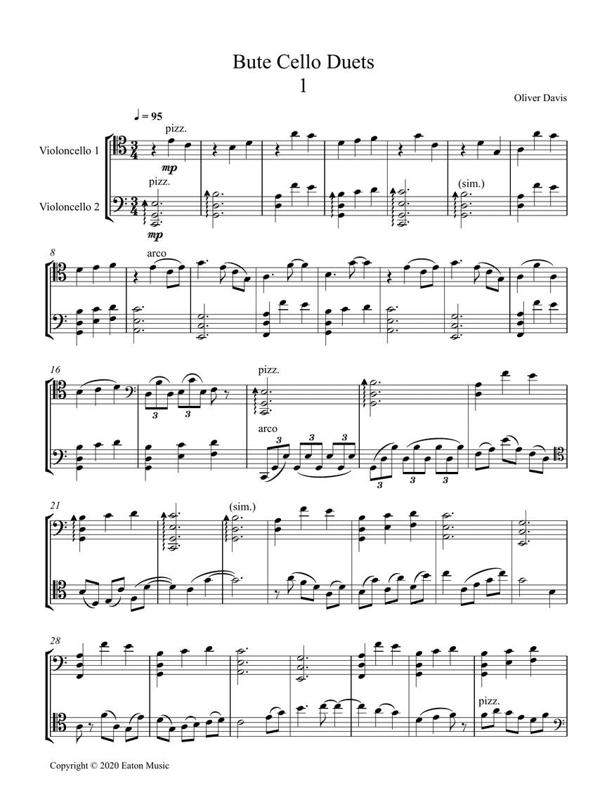 Davis Bute Cello Duets for 2 Violoncellos